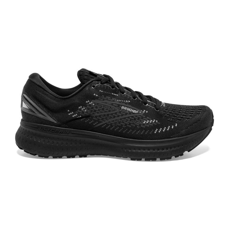 Brooks GLYCERIN 19 Road Running Shoes Mens Outlet - Black/Ebony/Grey/Charcoal (IUF792814)